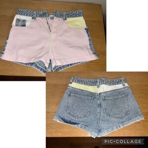 PacSun Pink and Blue Jean Shorts